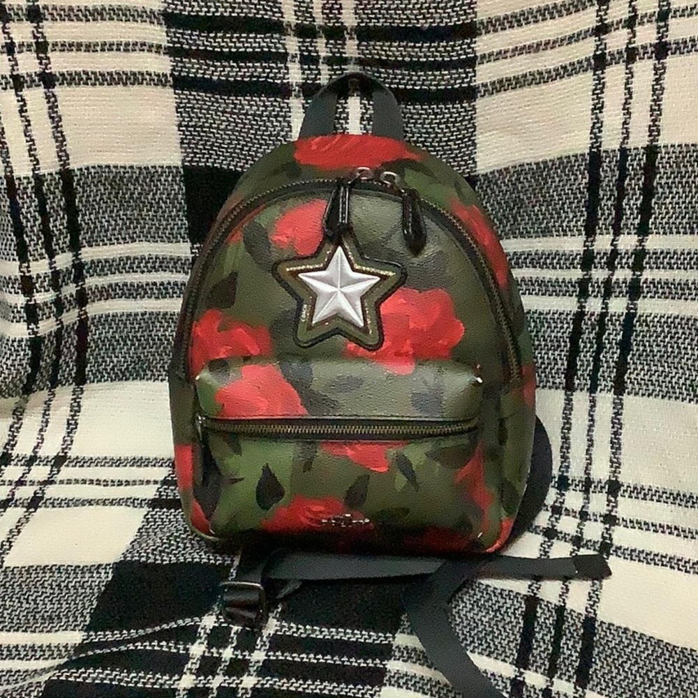 Coach camo rose Star mini backpack